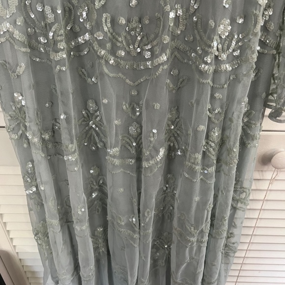 NWT Mac Duggal Sequined Illusion High Neck Long Sleeve Midi Dress 9142 - Picture 4 of 12